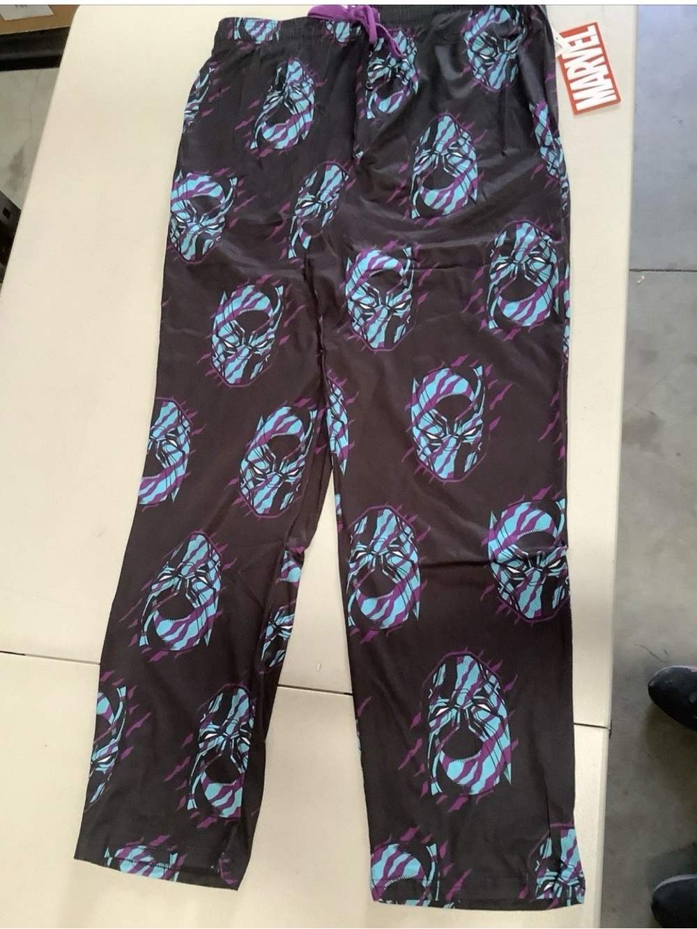 Black Panther Claw and Mask Symbol Marvel Adult Unisex Pajama Sleep Pants